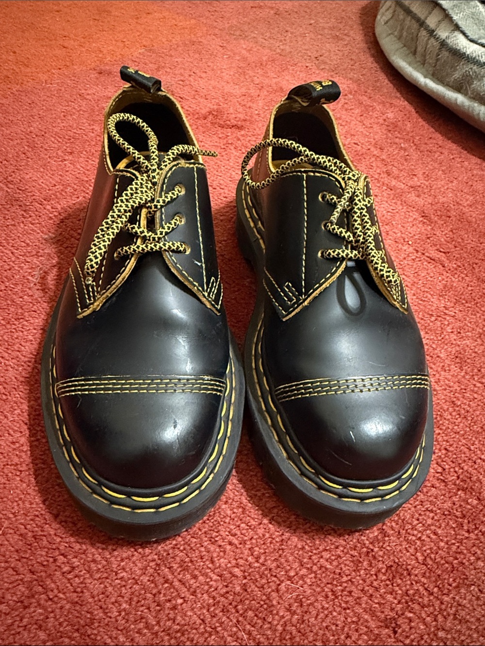 Dr. Martens Black Shoes with Yellow Stitching and Laces - Picture 2 of 5